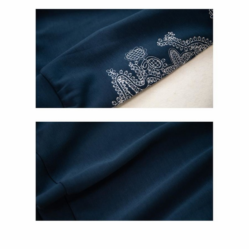 Tシャツ レディース レース かわいい 袖刺繍入り サイドベント フェイクレヤード スウェット トップス 女性 カットソー レディース Tシャツ レース かわいい サイドベント 袖刺繍入り