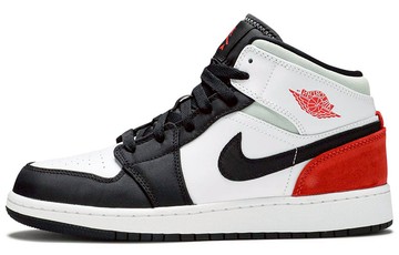 JORDAN 1 MID SE WHITE BLACK RED SPRUCE GS