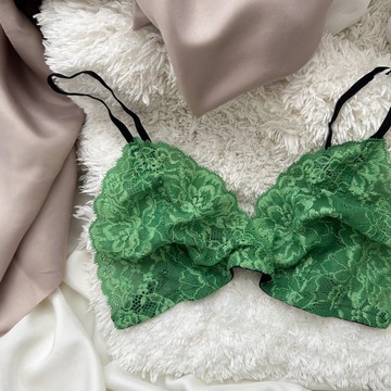 僅含內衣 (黑色細肩帶基本款透膚款 - 綠色)