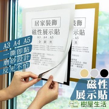 【樹屋生活】磁性展示貼 A5 A4 A3 磨砂展示貼 霧膜展示貼 磨砂 霧膜 海報展示 美術展示 牆貼 牆壁貼 台灣現貨