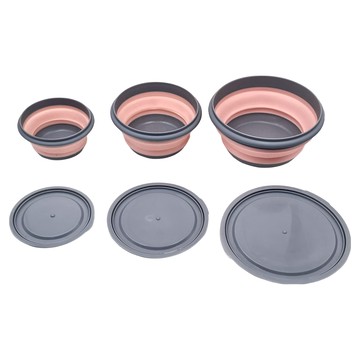 歐凱斯 附蓋 防滑底部  折疊碗  折疊碗3個  顏色隨機  2個