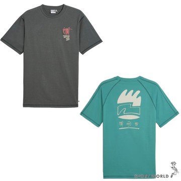Puma 短袖上衣 男裝 女裝 刺繡 純棉 歐規 灰/藍綠【運動世界】62440280/62440288