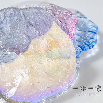 杯墊 同款玻璃杯墊茶道零配水晶平碟創意小碟子家用甜品碟水果碟