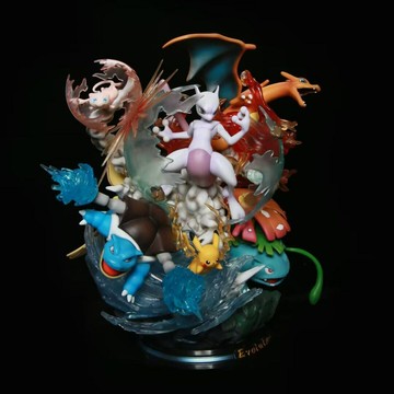 寵物精靈MFC 逆襲超夢 噴火龍皮卡 大號場景雕像動漫模型擺件