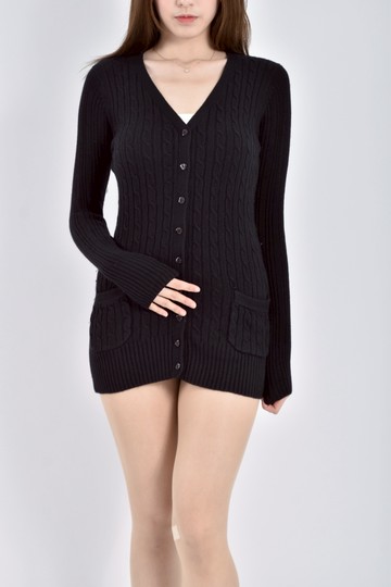 (S) zara質感羊毛長袖針織黑色外套