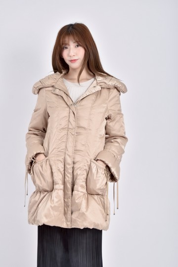 (S) lipeiwen連帽拉鏈長版棕色外套