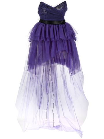PINKO - ruffled high-low minidress - women - Polyester/Polyamide/Polyester/Elastane - 42 - Purple