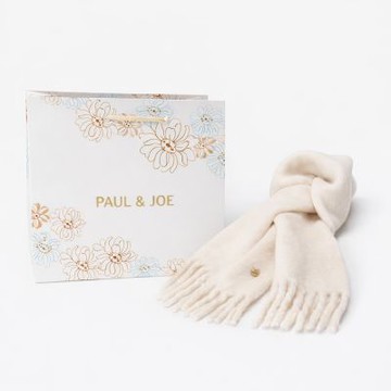 PAUL & JOE 蓬鬆羊毛混紡圍巾(米白色｜附品牌防塵袋與紙袋)