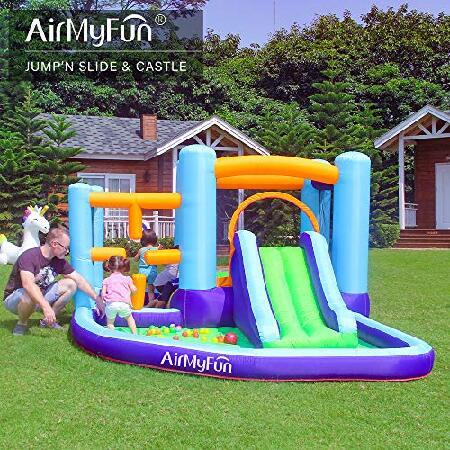 AirMyFun Inflatable Bounce House, Bouncer ＆ Slide with Air Blower,Play House with Ball Pool,Inflatable Kids Slide,Jumping Castle with Carry Bag