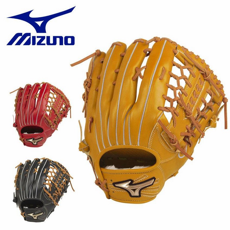 Mizuno 野球グローブ 黒/オレンジ 軟式用 野球 グローブ ミズノ