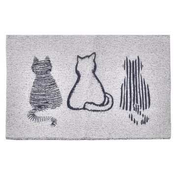 玄關絲圈地墊  60 x 40cm  暖新居貓 白色  1個