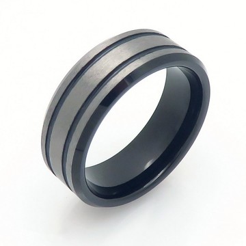 鎢鋼。流利線槽風格 戒指 | KA