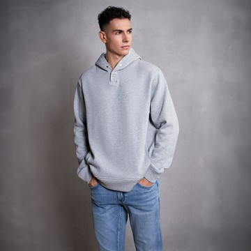 可機洗連帽式素面羅紋長袖T恤(內裡刷毛)/霜灰色 | 5814010192