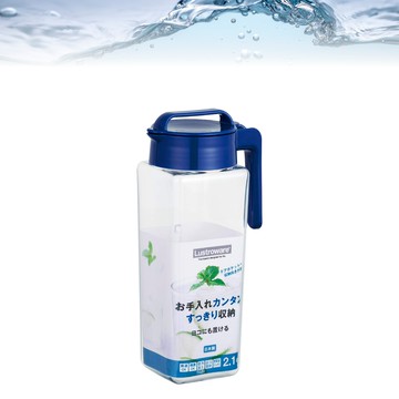 【Lustroware】日本岩崎日本製方形密封防漏耐熱冷熱水壺-2.1L 藍色(原廠總代理)