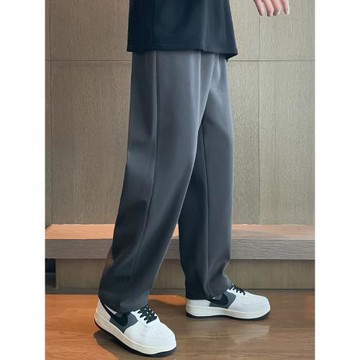 褲子男士寬松冬款2023新款休閑長褲加絨運動褲灰色直筒褲潮牌衛褲