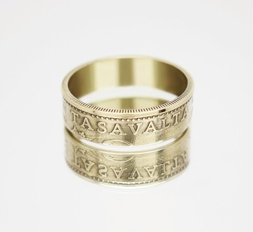 芬蘭硬幣戒指 20 便士 1963-2001 年男士硬幣戒指 女士硬幣戒指