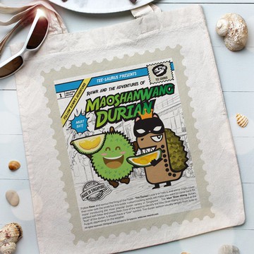 Tee-Saurus Happy Totes - Singapore Durian Cotton Tote Bag
