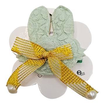 SY(童)手作造型髮夾-兔子綠 可愛造型 壓夾設計 寶寶髮飾  綠  1入