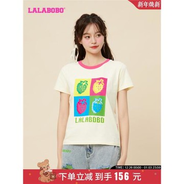 LALABOBO2024夏新款T恤小眾設計感寬松休閑短袖女