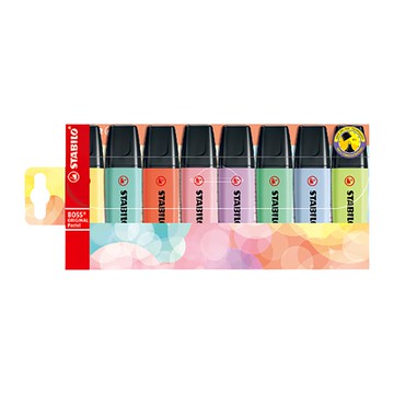 STABILO 德國 思筆樂 BOSS ORIGINAL Pastel 波士馬卡龍色經典螢光筆 8色組 /盒 ST70/8-3