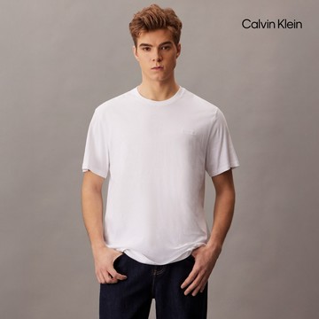 【Calvin Klein】 CK 純色 Liquid Touch 液感圓領 T 恤_白色