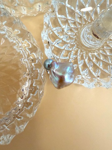 粉霧雙珠 巴洛克雙珍珠戒指