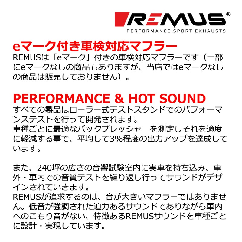 REMUSセンター+リアマフラー RS3(8Y) スポーツバック ('22-)用 175x100