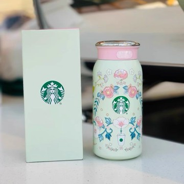 星巴克杯子2026新年禮物春日花系列花朵不鏽鋼可愛奶瓶造型小巧車載便攜保溫喝水杯