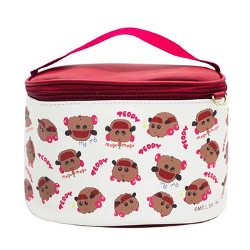 天竺鼠車車萬用包A 附背帶  14 x 21 x 14cm  泰迪 白色 + 紅色