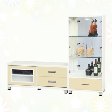 文創集 南亞塑鋼 尼馬可多彩6.1尺雙開門單推門三抽塑鋼高低電視櫃組合(六色可選)-182.3x40.8x140.7cm免組