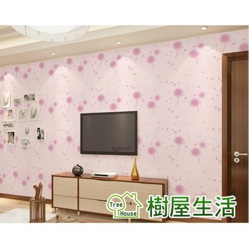 【樹屋生活】防水自黏壁紙 〔花藤系列 WTP402〕每捲45*1000公分 粉色碎花 蒲公英 壁貼 PVC牆貼 印花壓紋