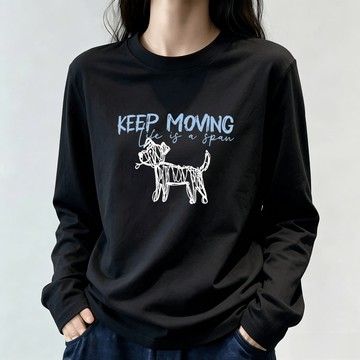 免運 【Cute Dog】女裝 韓系 棉t 寬鬆大學t長袖 中大尺碼 長t 長袖內搭 shirt 大碼韓國大t 1531