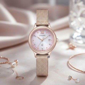 CITIZEN 星辰 xC 花曜日限定款 玫瑰金色 光動能錶-28mm EW2638-56Z