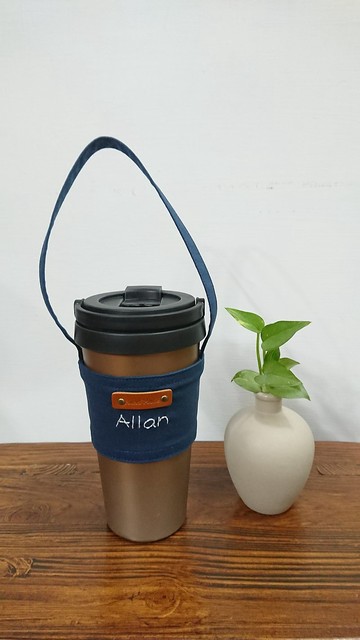 客製化手繡字飲料袋 靛藍色