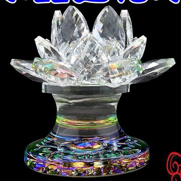 【吉祥開運坊】蓮花系列【供佛 化樑 白色水晶蓮花座 1個 七彩水晶底座】淨化 擇日