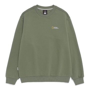 男女同款 FOLHAS 小LOGO衛衣 - 軍綠色