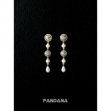 無敵腔調 質感 時髦 大牌感個性咖金色珍珠流蘇耳環長款紐扣耳釘