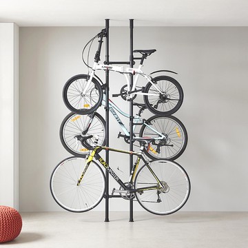 HAENGGEOJEONMUNGA 室內自行車立車架三層  1個  黑色/紅色  適用於公路車、登山車、兒童自行車