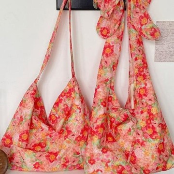 56172 夏日新款碎花包浪漫布袋子韓系薄款單肩包斜挎包學生女包