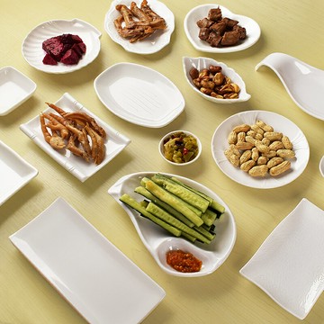 密胺白色KTV小吃碟子創意薯條盤防摔酒吧涼菜盤咸菜碟商用菜盤子