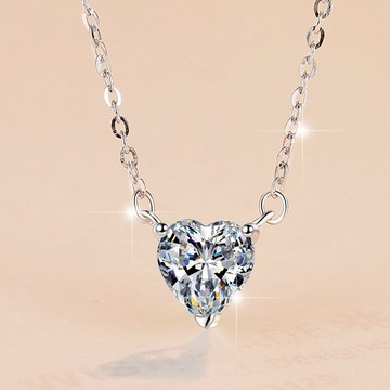 🧡限時免費刻字『LINE禮物獨家』【OCTOBER 16Th】S925純銀浪漫1克拉愛心鋯石項鍊 鎖骨鍊 ＃CRY2169 開運 生日禮物 閨蜜禮物 情人節禮物 交換禮物 客製化禮物 APR 16