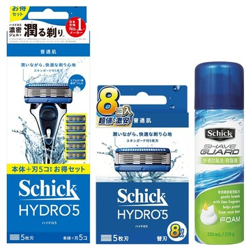Schick 舒適牌 水次元5刮鬍刀超值組  1組  刀把 + 刮鬍刀片 13片 + 刮鬍泡 210g
