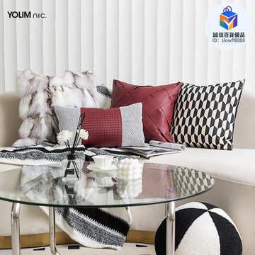 快速出貨!!!現代簡約輕奢紅色系沙發抱枕組合樣板房軟裝搭配靠枕靠墊方枕腰枕