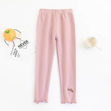 FANMOU - 腰鬆緊木耳邊內搭褲-立體蜻蜓-粉色