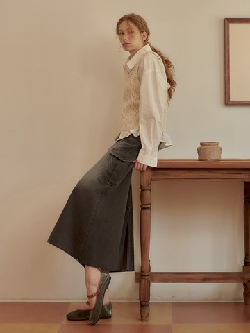 Lisa Cargo Long Denim Skirt