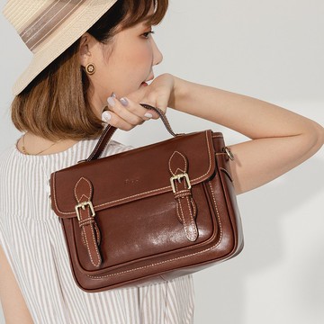 真皮復古劍橋包/手提/斜背/側肩背/義大利植鞣革/mini迷你劍橋包