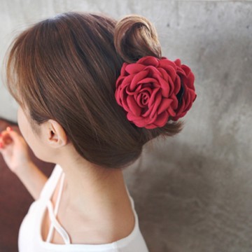 Hera 赫拉 韓版新娘仿真燙邊玫瑰花抓夾-2色
