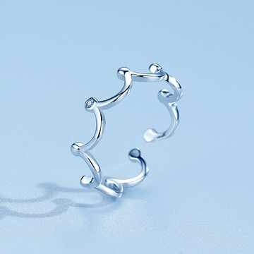 925純銀皇冠少女心戒指ins女超仙個性簡約小清新王冠波浪開口指環