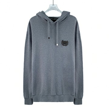 (XL) dolce gabbana質感棉質水鑽連帽灰色長袖上衣