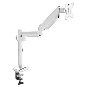 Ermutek 二木科技 鋁合金立柱式桌上型17-32吋氣壓式電腦螢幕支架 DM-028-S 360度橫豎螢幕切換 人體工學設計  白色  1個